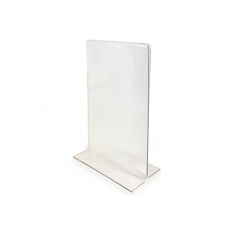 Displays de mesa T - A4 cristal 21cm x 30cm x 2mm   Vertical cód: ac2crdmt30