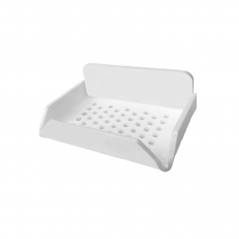 Saboneteira em acrilico dobrada branco 12cm x 8cm x 4,5cm x 4mm    cód: ac4brasb12